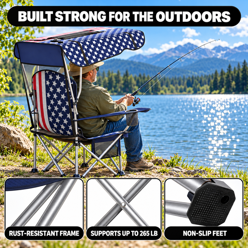 Camping Chair with Canopy – 2-Pack Folding Outdoor Chairs - 6