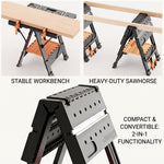 Portable Workbench & Folding Sawhorse – 2-in-1 Work Table - 6