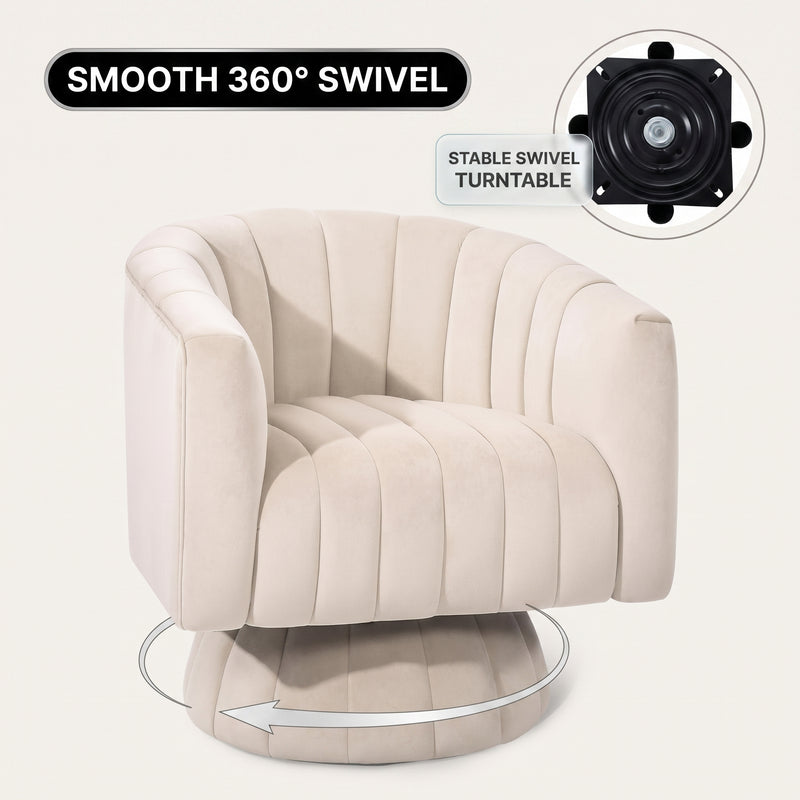 Swivel Accent Chair with Storage, 360 Degree Velvet Small Accent Chair, No Assembly Comfy Bedroom Chair for Living Room, Reading, Dressing Room - 6
