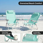 17" Big & Tall Oversized Beach Chairs 2-Pack – Heavy Duty Folding Outdoor Seating - 6