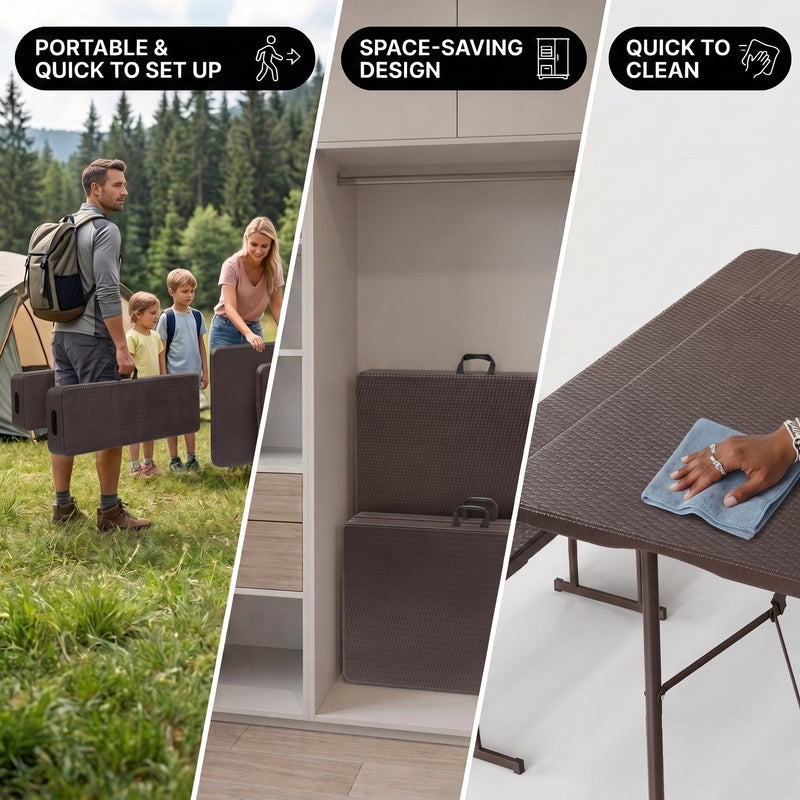6 FT Folding Picnic Table with Benches - 6