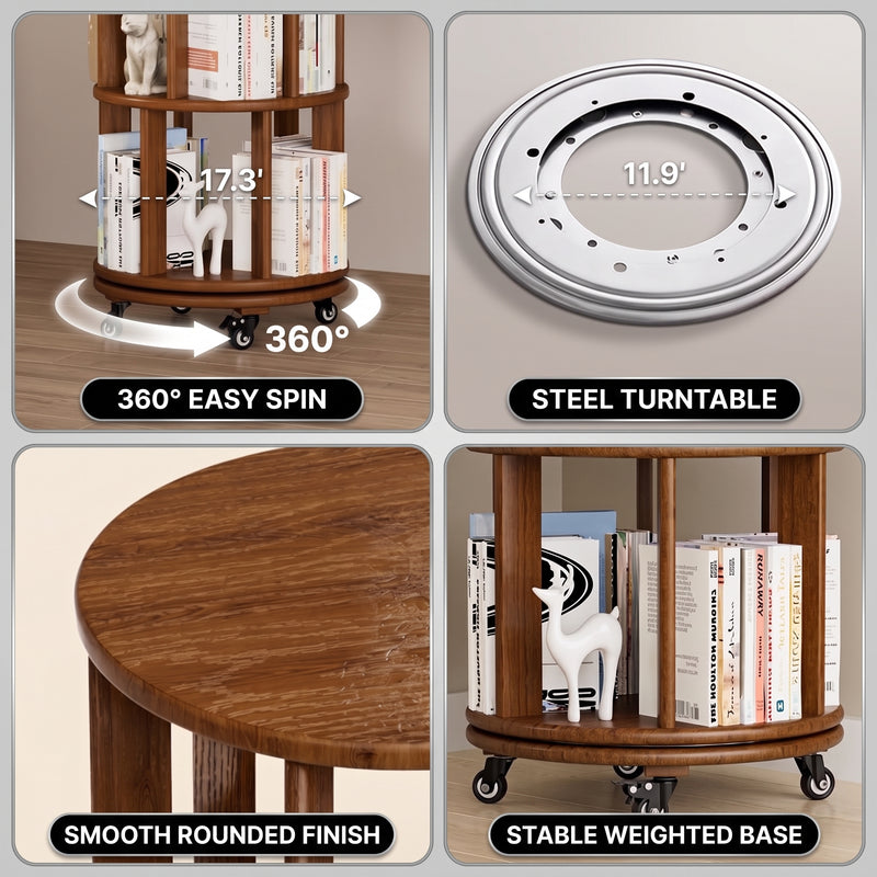 Rotating Bookshelf Tower – 360° Spinning Bookcase | 5 & 6-Tier, Solid Wood & MDF - 6