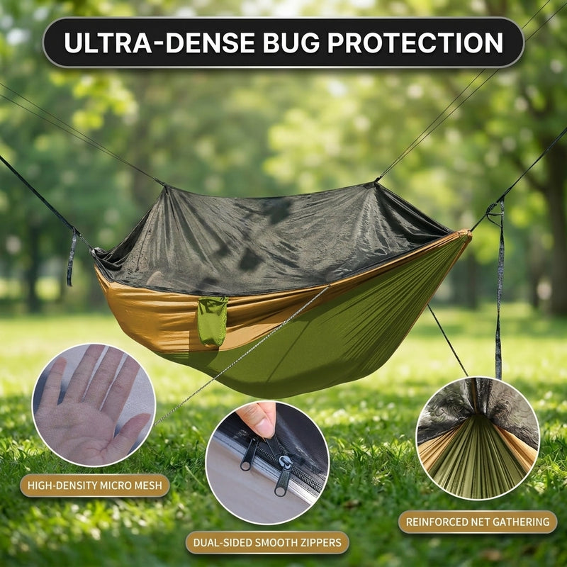 Over 600lbs Hammock, 1-2 person, Nylon with Mosquito Net - 6(1)