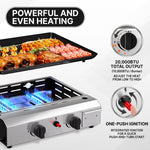 2 & 3 BURNER PORTABLE PROPANE FLAT TOP GRIDDLE – 20,000–45,000 BTU OUTDOOR GRIDDLE WITH SIDE SHELVES & CART - 6