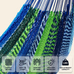 Handwoven Mayan Rope Double Hammock with Tree Straps, Carabiners & Carry Bag - 6