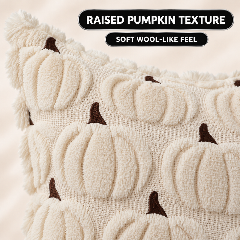 DECORATIVE PILLOW COVERS – 3D PUMPKIN SET OF 2 - 6