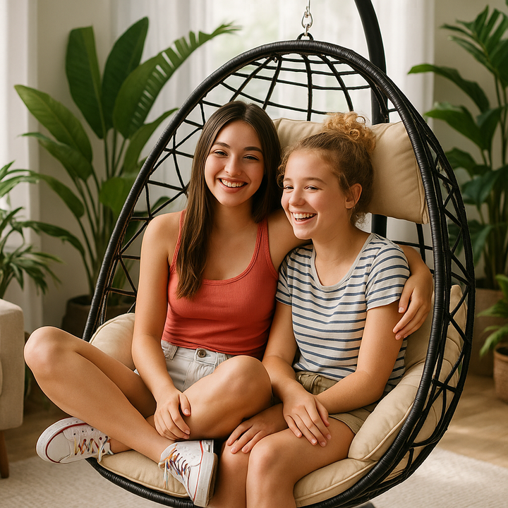 Premium Egg Chair with Stand - Indoor Outdoor Wicker Swing Chair, Hanging Basket Hammock Chair for Bedroom, Living Room, Balcony & Patio