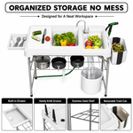 Folding Fish Cleaning Table with Sink & Sprayer Options - 6