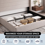 Lift-Up Storage Bed Frame with Upholstered Wingback Headboard - 6