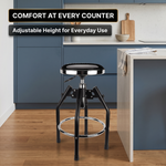 Swivel Bar Stool for Garage & Shop - Backless Counter Stool with Padded Seat, Workbench Stool for Workshop, Single Bar Stool with Chrome Legs - 6