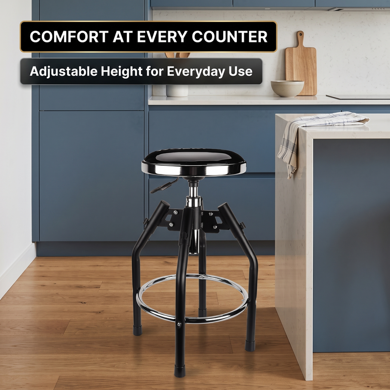 Swivel Bar Stool for Garage & Shop - Backless Counter Stool with Padded Seat, Workbench Stool for Workshop, Single Bar Stool with Chrome Legs - 6