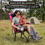 High Back Folding Rocking Camping Chair – Oversized Portable Outdoor Rocker with Cup Holder, Carry Bag & Heavy-Duty Steel Frame - 6