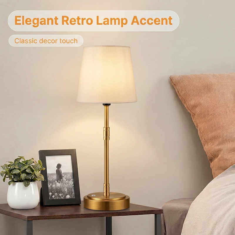 Cordless Rechargeable Table Lamp with Fabric Shade – Dimmable LED Desk Lamp - 6