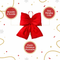 Festive Red Velvet Ribbon Bow with Sparkling Gold Trim - Elegant Holiday Tree Decoration or Gift Topper
