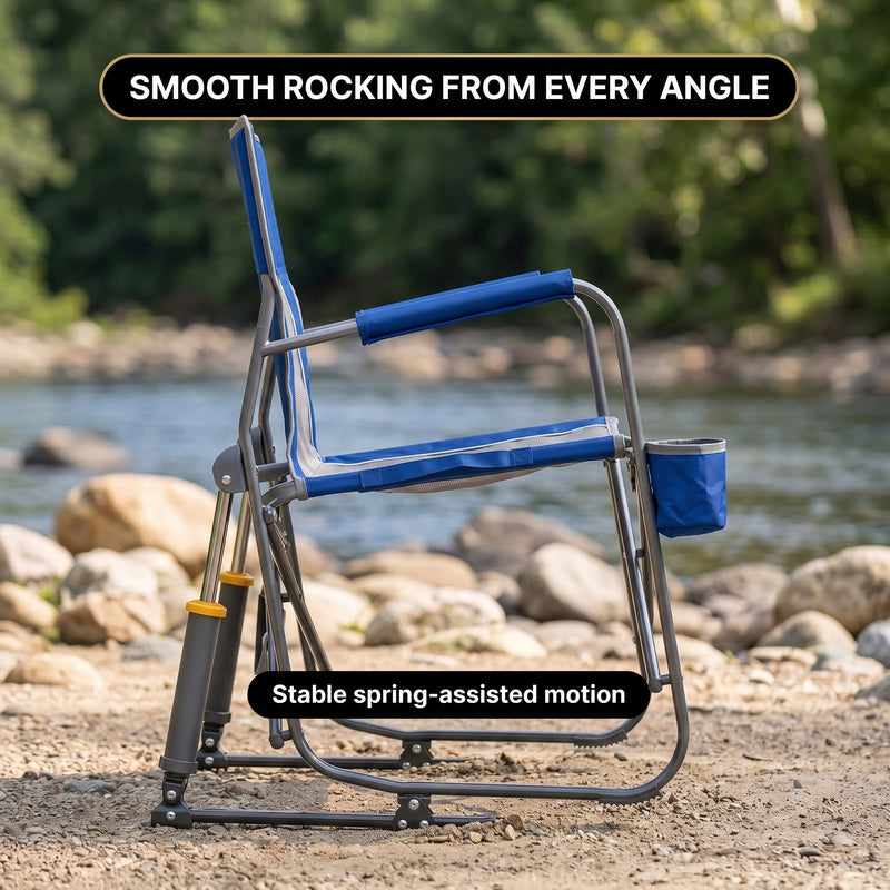 ROCKING CAMPING CHAIR – FOLD-FLAT CHAIR WITH CUP HOLDER - 6