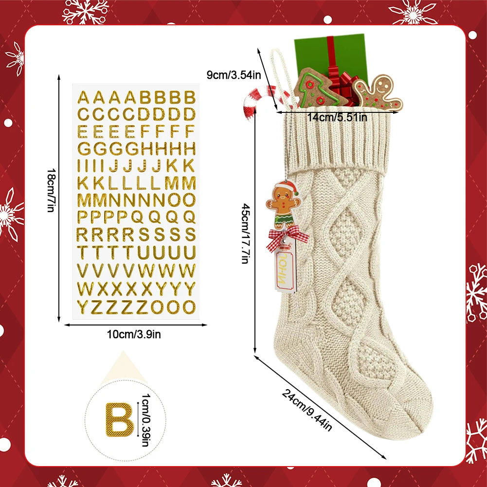 Personalized Christmas Stocking Large Capacity Cute Christmas Stockings Wear Resist Stocking Gift Bag Fireplace Party Decoration