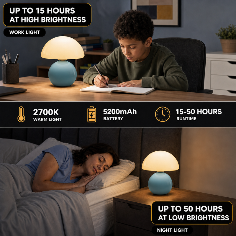MUSHROOM LAMP – CORDLESS, RECHARGEABLE & TOUCH-DIMMABLE - 6