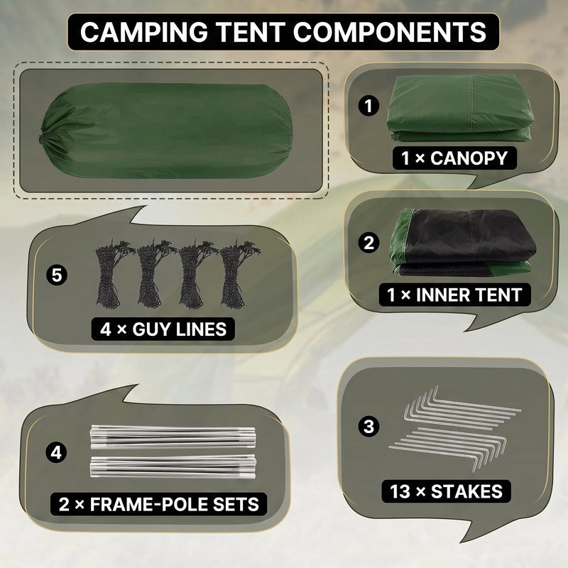 2-4 PERSON LIGHTWEIGHT BACKPACKING DOME CAMPING TENTS - 6