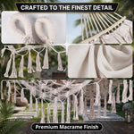 Boho Macrame Double Hammock Swing with Tassels – 2 Person Hanging Chair for Indoor & Outdoor Relaxation - 6
