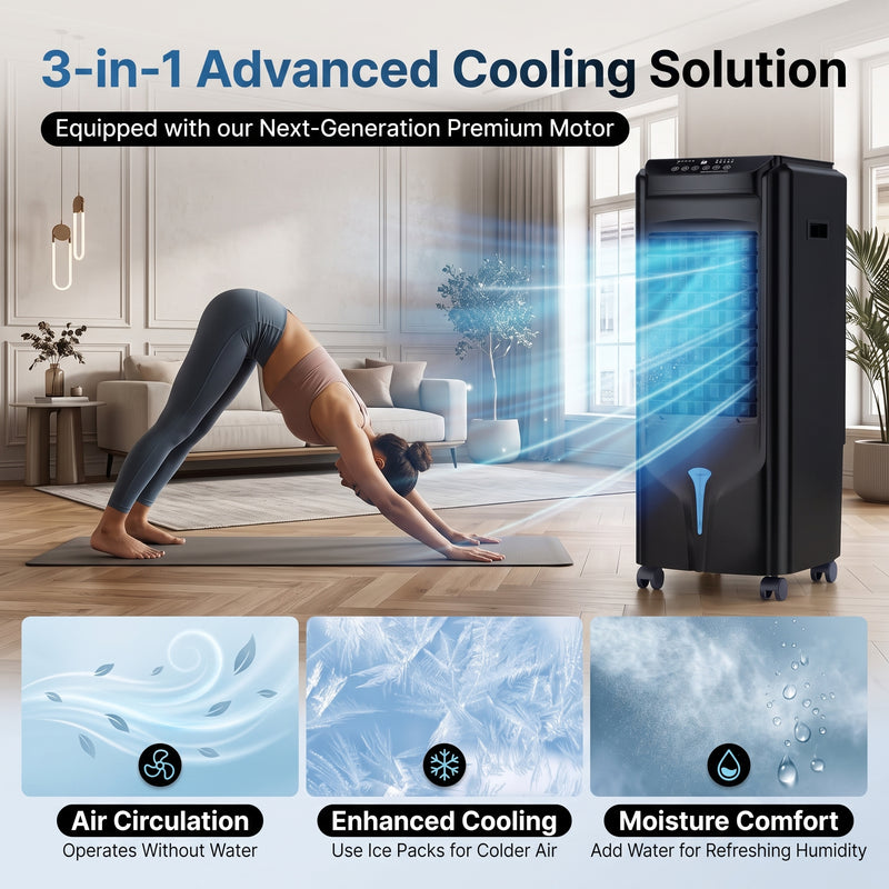 3-in-1 Evaporative Air Cooler Tower Fan with Remote Control - 6