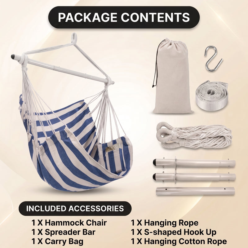 Premium Cotton Hanging Hammock Chair for Indoor & Outdoor Relaxation - 6