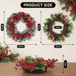 CHRISTMAS BERRY WREATH FOR FRONT DOOR – WINTER PINE HOLIDAY DÉCOR - 6