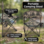 Tri-Lite Stool w/Back, Lightweight Portable Fishing Chair w/Cupholder and Carry Strap, Supports 225-Lb, Portable Outdoor Chair for the Hunting Blind, Camping, Travel, Hiking - 6