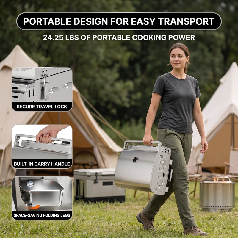 PORTABLE STAINLESS STEEL TABLETOP PROPANE GRILL – 2 & 3 BURNER OUTDOOR BBQ OPTIONS - 6
