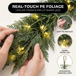 CHRISTMAS GARLAND WITH LIGHTS – PRE-LIT HOLIDAY GREENERY - 6
