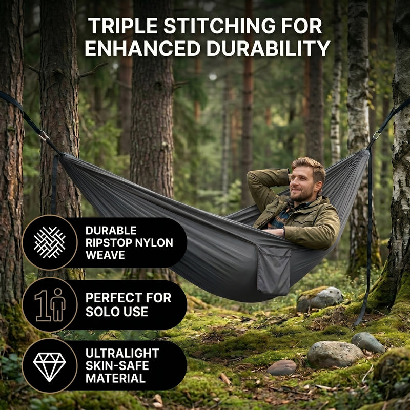 Over 600lbs Hammock, 1-2 person, Nylon with Mosquito Net - 6