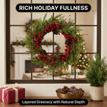 CHRISTMAS BERRY WREATH FOR FRONT DOOR – WINTER PINE HOLIDAY DÉCOR - 6