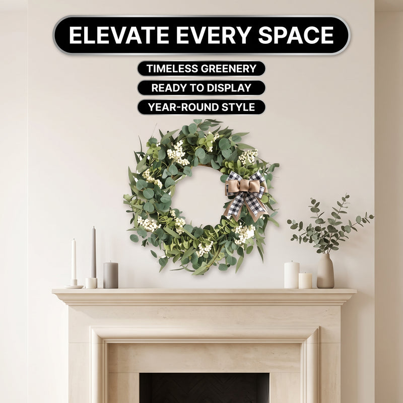 EUCALYPTUS WREATH FOR FRONT DOOR – FARMHOUSE GREENERY DÉCOR - 6