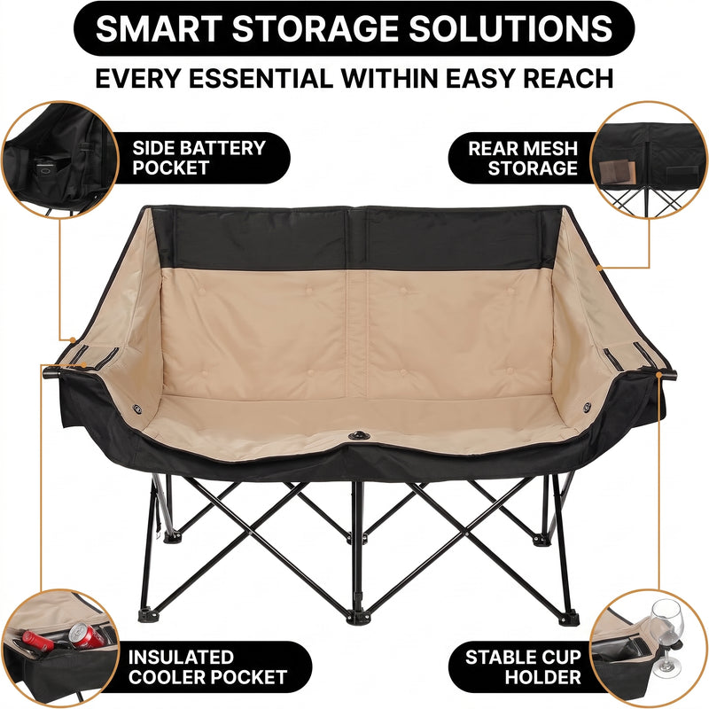 Heated Camping Chair for Adult Outdoor Activities - Portable Folding Heated Chair with 3 Adjustable Heat Levels, Heating Backrest Cushion Support 264LBS for Patio Camping (Battery Not Included) - 6