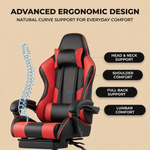 GAMING CHAIR WITH FOOTREST – LUMBAR SUPPORT & 360° SWIVEL - 6