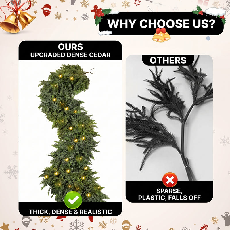 CHRISTMAS GARLAND WITH LIGHTS – PRE-LIT HOLIDAY GREENERY - 6