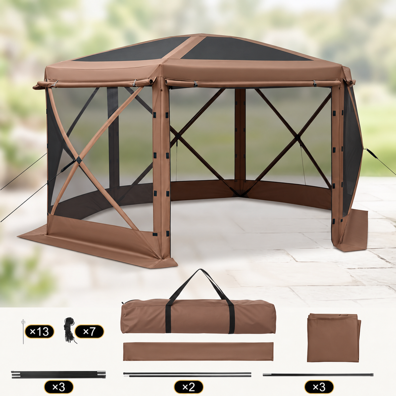 10x10 Pop-Up Screen Tent Gazebo – 4 & 6-Sided Mesh Shelter with Carry Bag - 6