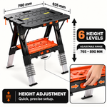 Portable Workbench & Folding Sawhorse – 2-in-1 Work Table - 6