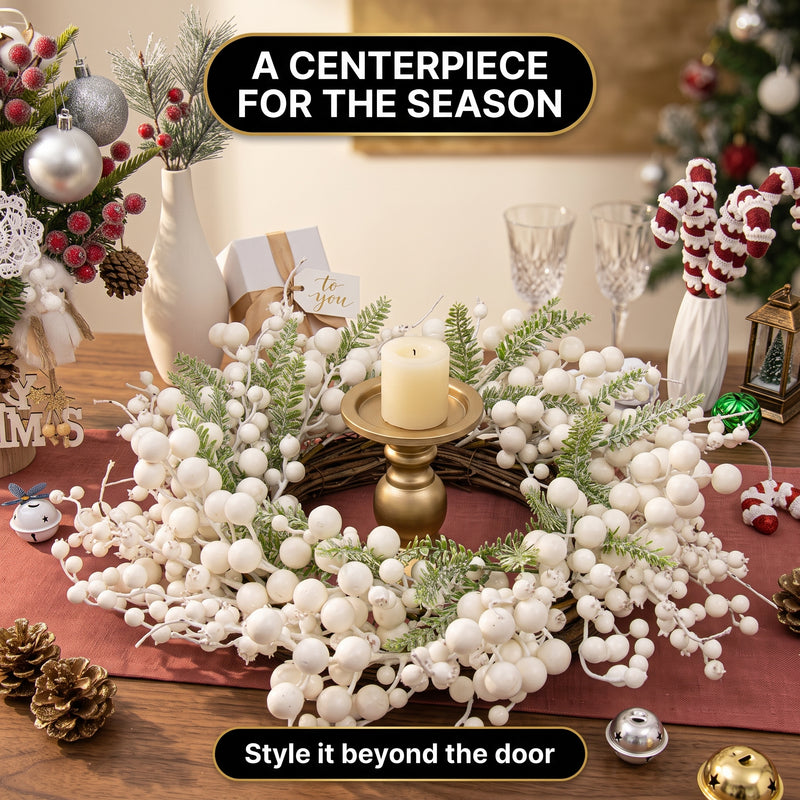 CHRISTMAS BERRY WREATH FOR FRONT DOOR – WINTER PINE HOLIDAY DÉCOR - 6