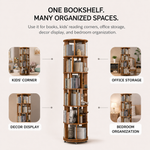 Rotating Bookshelf Tower – 360° Spinning Bookcase | 5 & 6-Tier, Solid Wood & MDF - 6