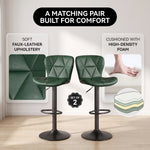 COUNTER BAR STOOLS SET OF 2 – ADJUSTABLE SWIVEL FAUX LEATHER SEATS - 6