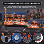 Portable Charcoal Grill with Smoking Function, Foldable Suitcase Design with Wheels, Multi-Tier Storage Rack & Waterproof Cover for Outdoor BBQ Parties - 6
