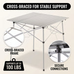 Aluminum Folding Camping Table – Portable Roll-Up with Carry Bag - 6
