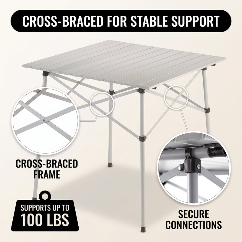 Aluminum Folding Camping Table – Portable Roll-Up with Carry Bag - 6
