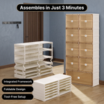 Foldable Shoe Cabinet with Doors – Slim Entryway Shoe Storage Organizer - 6