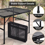 Foldable Camping Table Collapsible Picnic Aluminum Alloy Grill Stand - 6