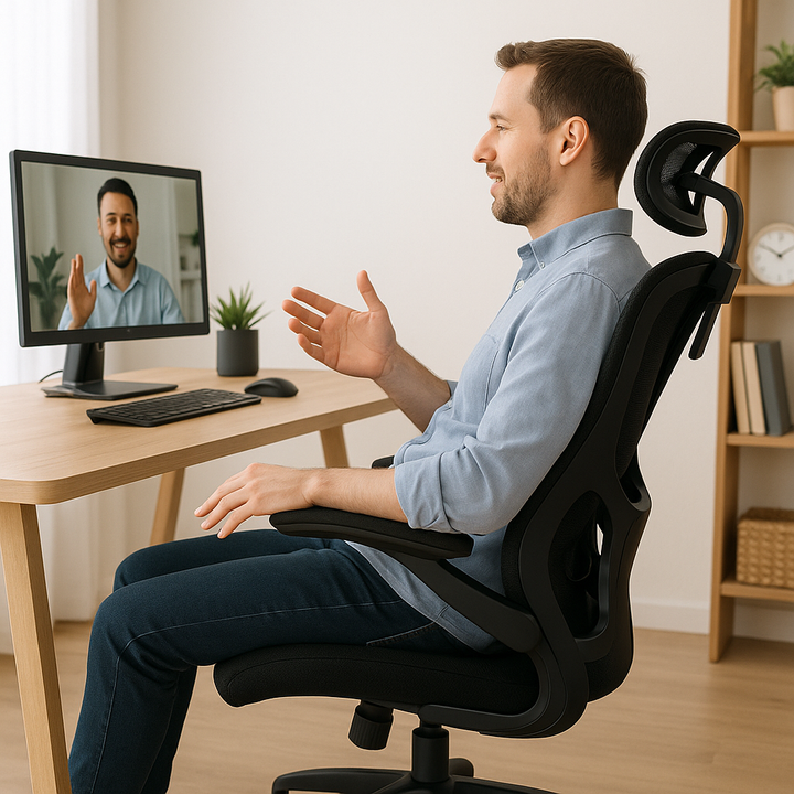 ErgoPro Black Mesh Adjustable Gaming Chair – Flip-Up Arms, Swivel Base & Enhanced Lumbar Support