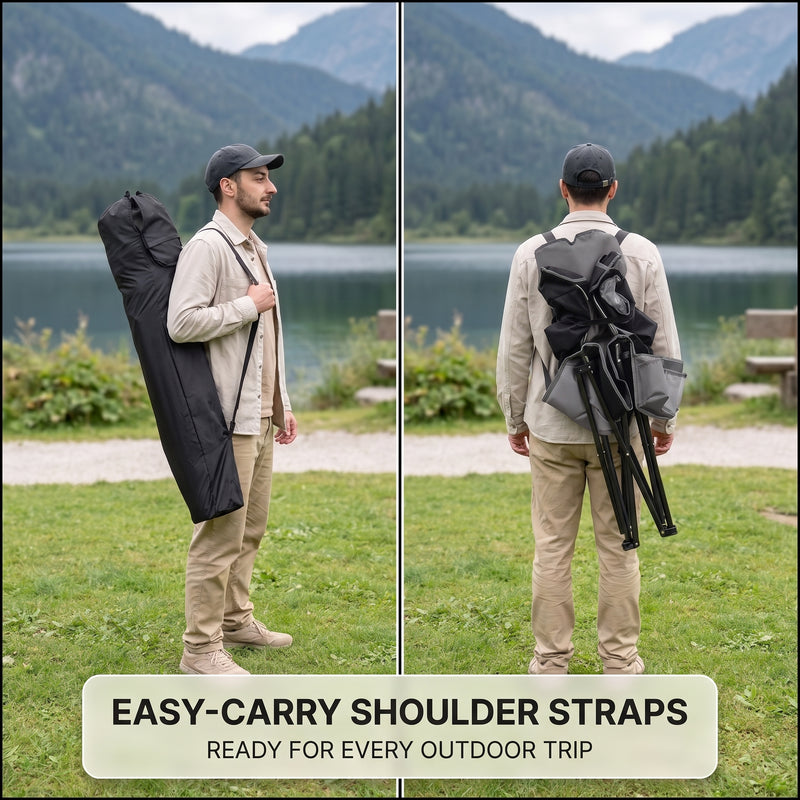 Oversized Portable Camping Chair with Lumbar Support & Cooler Bag - 6