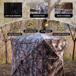 SucceBuy Hunting Blind, 270° & 360° See Through Ground Blind, 2-3 Person / 3-4 Person Pop Up Deer Blind for Hunting with Carrying Bag, Portable Tent - 6