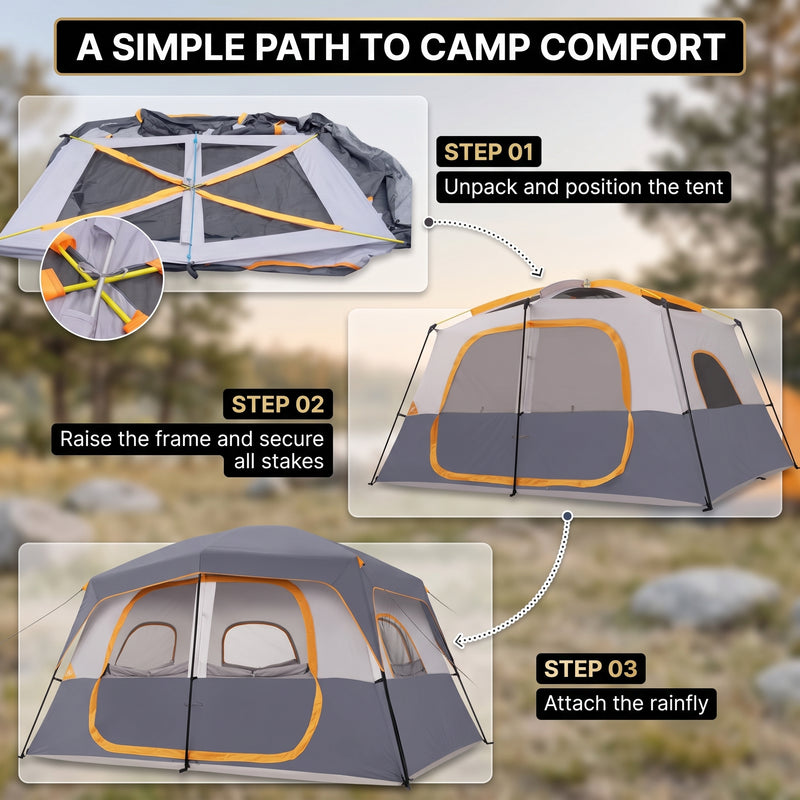 5–8 PERSON FAMILY DOME CAMPING TENT – WATERPROOF OUTDOOR TENT WITH RAINFLY & CARRY BAG - 6