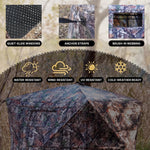 SucceBuy Hunting Blind, 270° & 360° See Through Ground Blind, 2-3 Person / 3-4 Person Pop Up Deer Blind for Hunting with Carrying Bag, Portable Tent - 6